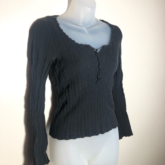 Express Tops - Small Express Boho Black Long Sleeve Shirt